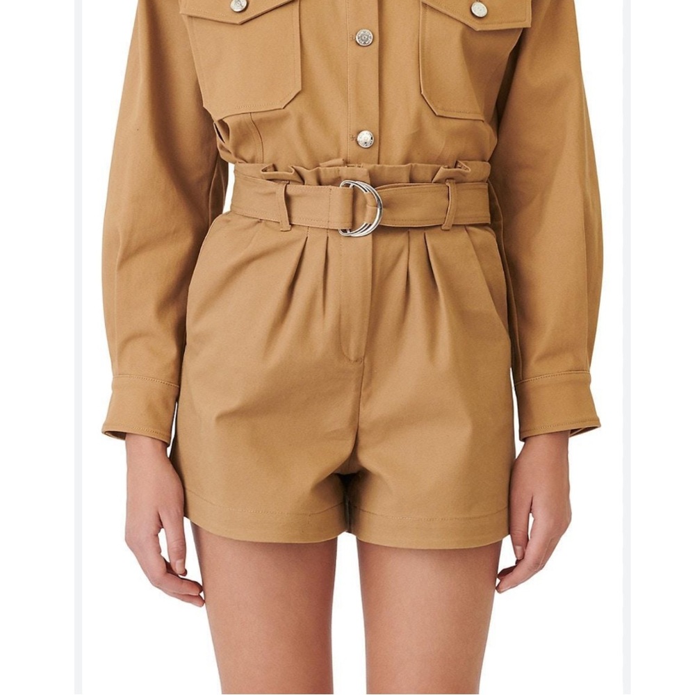 NEW Maje Ipura Belted Paperbag Shorts in Beige size 38 / medium